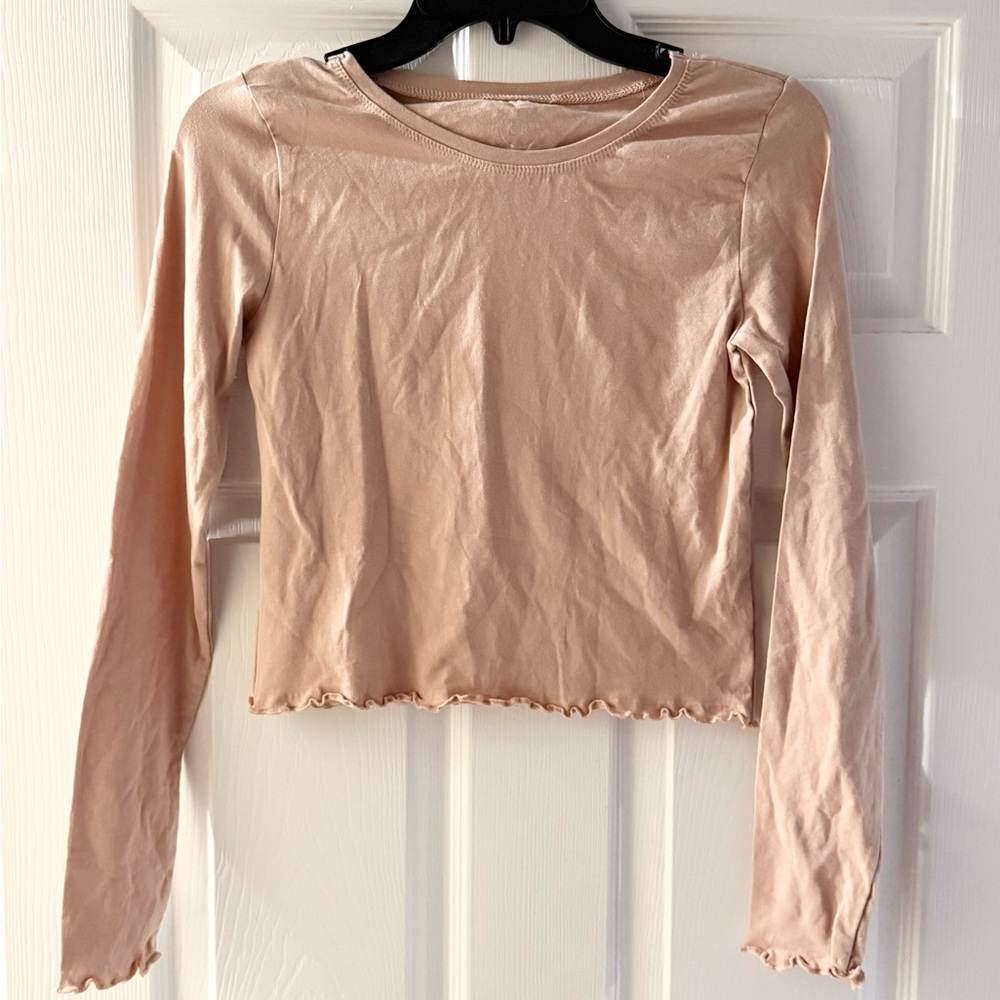 Pink/tan small long sleeve top